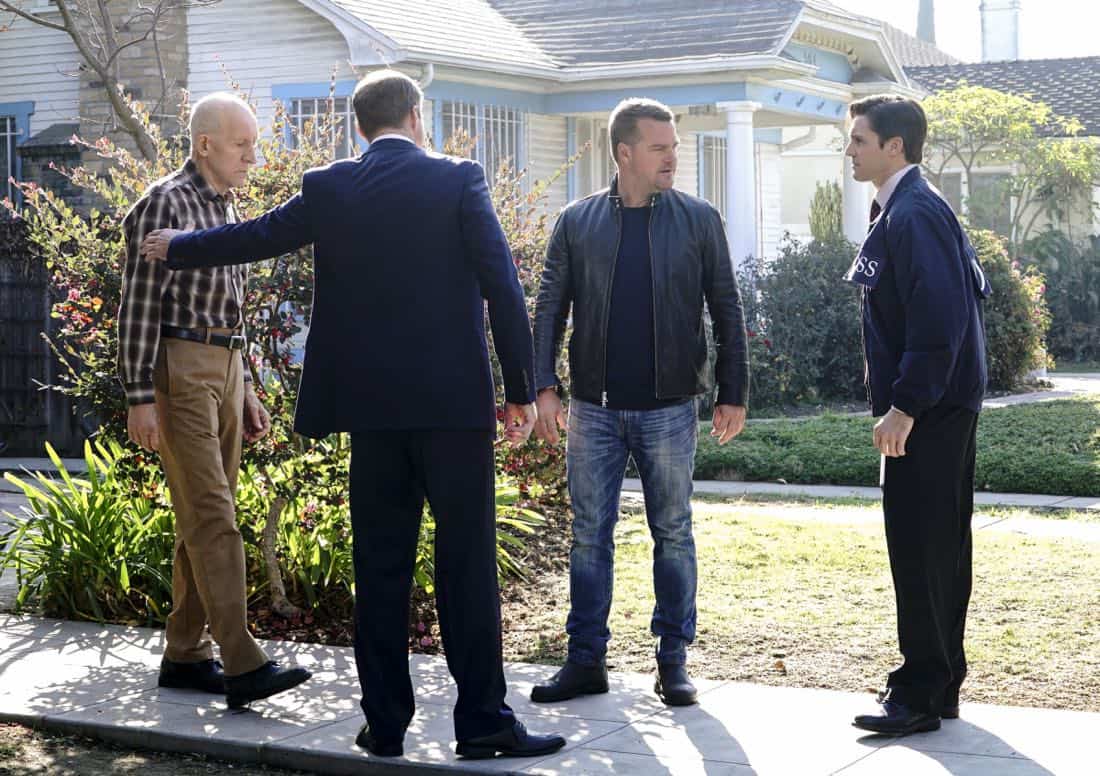 "Warriors of Peace" - Pictured: Daniel J. Travanti (Nikita Aleksandr Reznikov) and Chris O'Donnell (Special Agent G. Callen). Callen pursues every alternative when the Diplomatic Security Service apprehends his father, Nikita Aleksandr Reznikov (Daniel J. Travanti), as part of an exchange for two American photographers being held hostage in Iran, on NCIS: LOS ANGELES, Sunday, March 25 (9:00-10:00 PM, ET/PT) on the CBS Television Network. Photo: Bill Inoshita/CBS é2018 CBS Broadcasting, Inc. All Rights Reserved. "Warriors of Peace" - Pictured: Daniel J. Travanti (Nikita Aleksandr Reznikov) and Chris O'Donnell (Special Agent G. Callen). Callen pursues every alternative when the Diplomatic Security Service apprehends his father, Nikita Aleksandr Reznikov (Daniel J. Travanti), as part of an exchange for two American photographers being held hostage in Iran, on NCIS: LOS ANGELES, Sunday, March 25 (9:00-10:00 PM, ET/PT) on the CBS Television Network. Photo: Bill Inoshita/CBS é2018 CBS Broadcasting, Inc. All Rights Reserved.