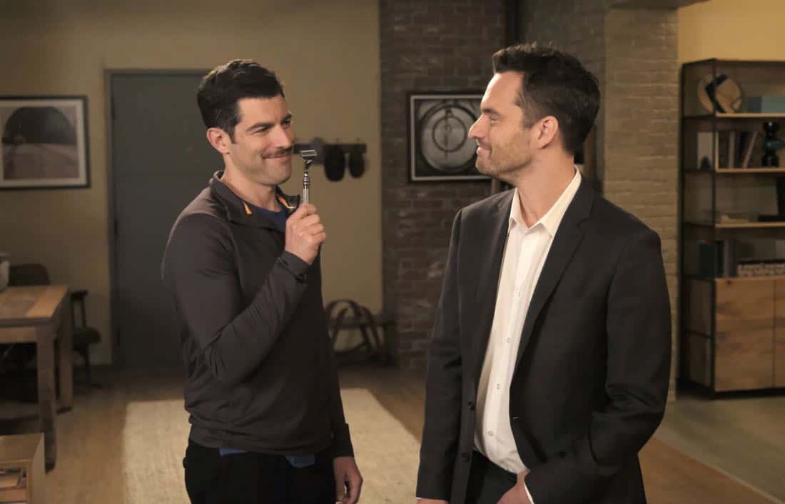 NEW GIRL: L-R: Max Greenfield and Jake Johnson in the "About Three Years Later" season seven premiere episode of NEW GIRL airing Tuesday, April10 (9:30-10:00 PM ET/PT) on FOX. ©2018 Fox Broadcasting Co. Cr: Ray Mickshaw/FOX