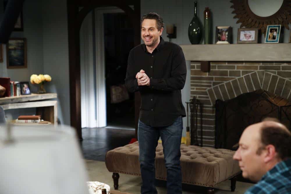 "Sitter Dating Sister Mattress" -- Jen and Greg go to great lengths to find the perfect babysitter for Lark. Also, John becomes testy when shopping for a mattress and Joan realizes the unusual source of his aggravation; Heather learns information about Samantha's boyfriend that she isn't sure she should reveal; and Matt believes he may have a history with Colleen's sister after he meets her for the first time, on LIFE IN PIECES, Thursday, April 12 (9:30-10:00 PM, ET/PT) on the CBS Television Network. Pictured: Thomas Sadoski (Matt Short) Photo: Cliff Lipson/CBS ÃÂ©2018 CBS Broadcasting, Inc. All Rights Reserved