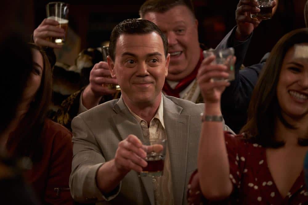 BROOKLYN NINE-NINE: L-R: Joe Lo Truglio, Joel McKinnon Miller and Melissa Fumero in the “Bachelor/ette Party” episode of BROOKLYN NINE-NINE airing Sunday, April 29 (8:30-9:00 PM ET/PT) on FOX. CR: FOX