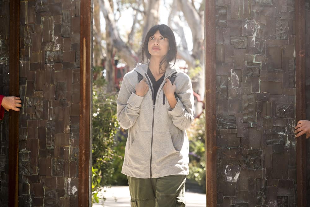 THE GOOD PLACE -- "Everything is Bronzer! Pt. 2" Episode 302 -- Pictured: Jameela Jamil as Tehani -- (Photo by: Justin Lubin/NBC)