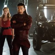 KILLJOYS -- "Cherchez La Bitch" Episode 507 -- Pictured: (l-r) Kelly McCormack as Zeph, Sean Baek as Fancy Lee-- (Photo by: Brendan Adam-Zwelling/Killjoys V Productions Limited/SYFY)