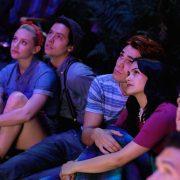 Riverdale -- "Chapter Fifty-Eight: In Memoriam" -- Image Number: RVD401b_0243.jpg -- Pictured (L-R): Lili Reinhart as Betty, Cole Sprouse as Jughead, KJ Apa as Archie, Camila Mendes as Veronica and Casey Cott as Kevin -- Photo: Robert Falconer/The CW -- © 2019 The CW Network, LLC. All Rights Reserved.