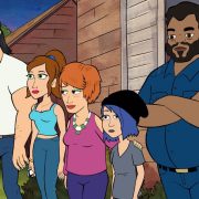 BLESS THE HARTS: A new half-hour animated comedy that follows the Harts, a Southern family that is forever struggling to make ends meet, but have everything they need. Wayne, Jenny’s boyfriend, is hurt when he discovers that Violet, Jenny’s daughter, is featuring her biological father in her comics. Wayne is determined to show how much he cares about Violet by building her the treehouse of her dreams in the “Hug N‘ Bugs” series premiere episode of BLESS THE HARTS airing Sunday, Sept. 29 (8:30-9:00 PM ET/PT) on FOX. L-R: Wayne (Ike Barinholtz), Jenny (Kristen Wiig), Betty (Maya Rudolph), Violet (Jillian Bell) and Leonard (Gary Anthony Williams). BLESS THE HARTS ™ and © 2019 TCFFC ALL RIGHTS RESERVED. CR: FOX