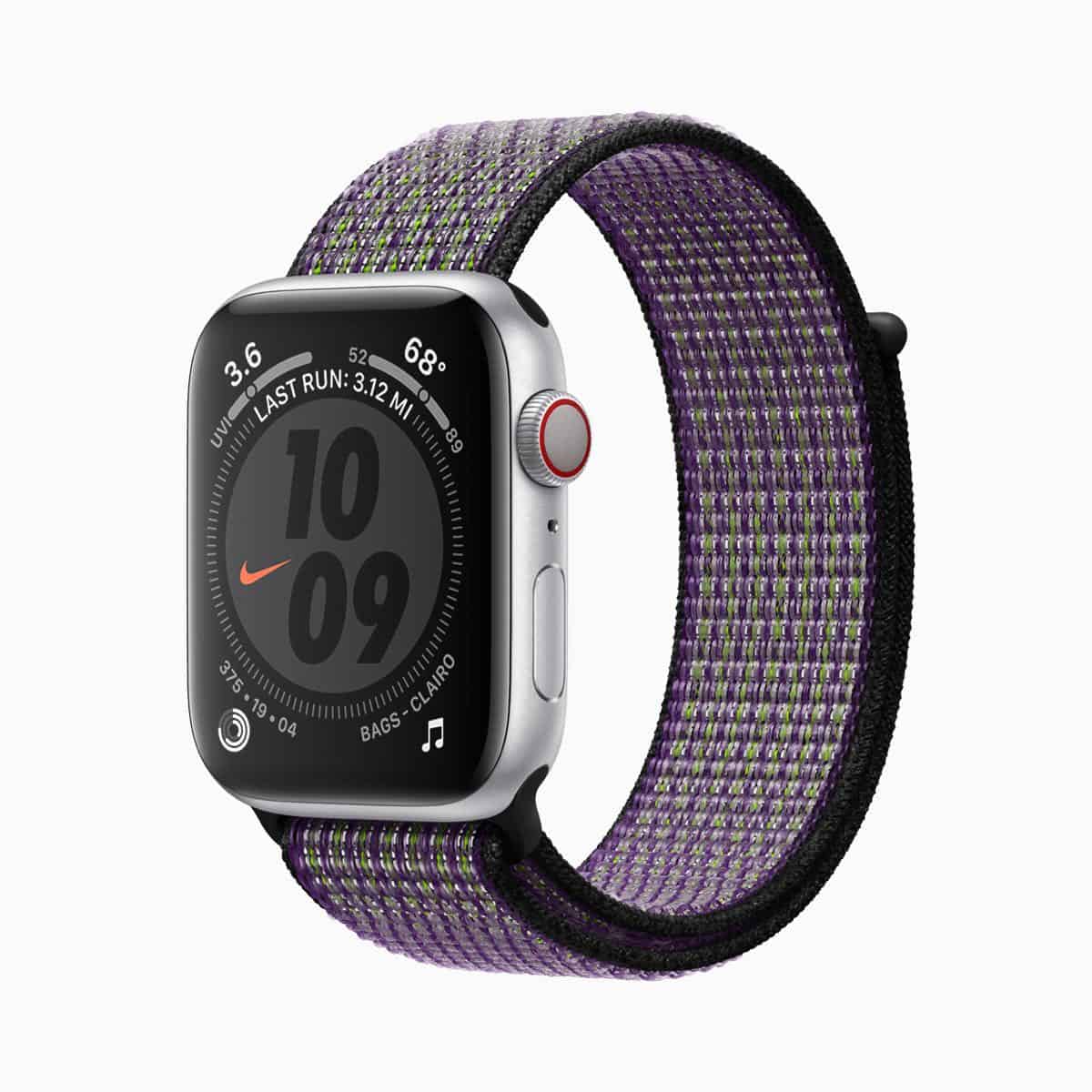 Apple watch series 5 nike sports band voltage purple 091019
