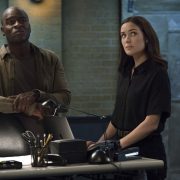 THE BLACKLIST -- "Louis T. Steinhil (#27)" Episode 701 -- Pictured: (l-r) Hisham Tawfiq as Dembe Zuma, Megan Boone as Elizabeth Keen -- (Photo by: Virginia Sherwood/NBC)