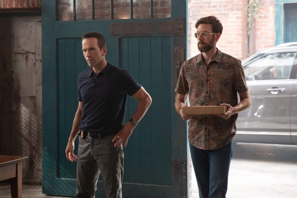 Pictured L-R: Lucas Black as Special Agent Christopher LaSalle and Rob Kerkovich as Forensic Scientist Sebastian Lund