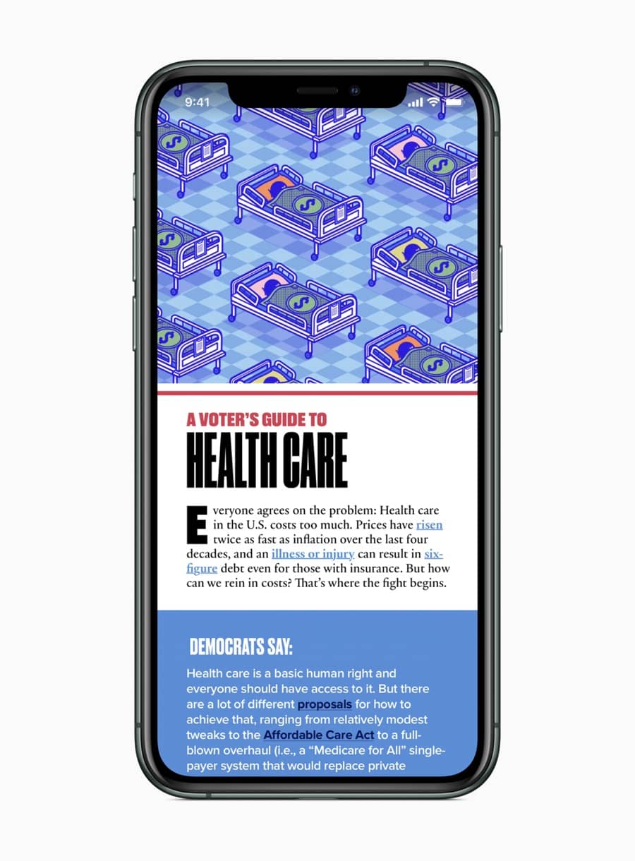 Apple news a voters guide to healthcare screen 02032020