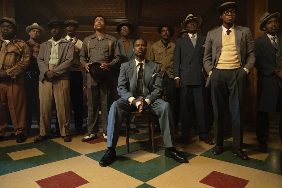 FARGO -- Year 4, Episode 1 - Pictured: Jeremie Harris as Leon Bittle, Chris Rock as Loy Cannon, Corey Hendrix as Omie Sparkman, Glynn Turman as Doctor Senator. CR: Elizabeth Morris/FX