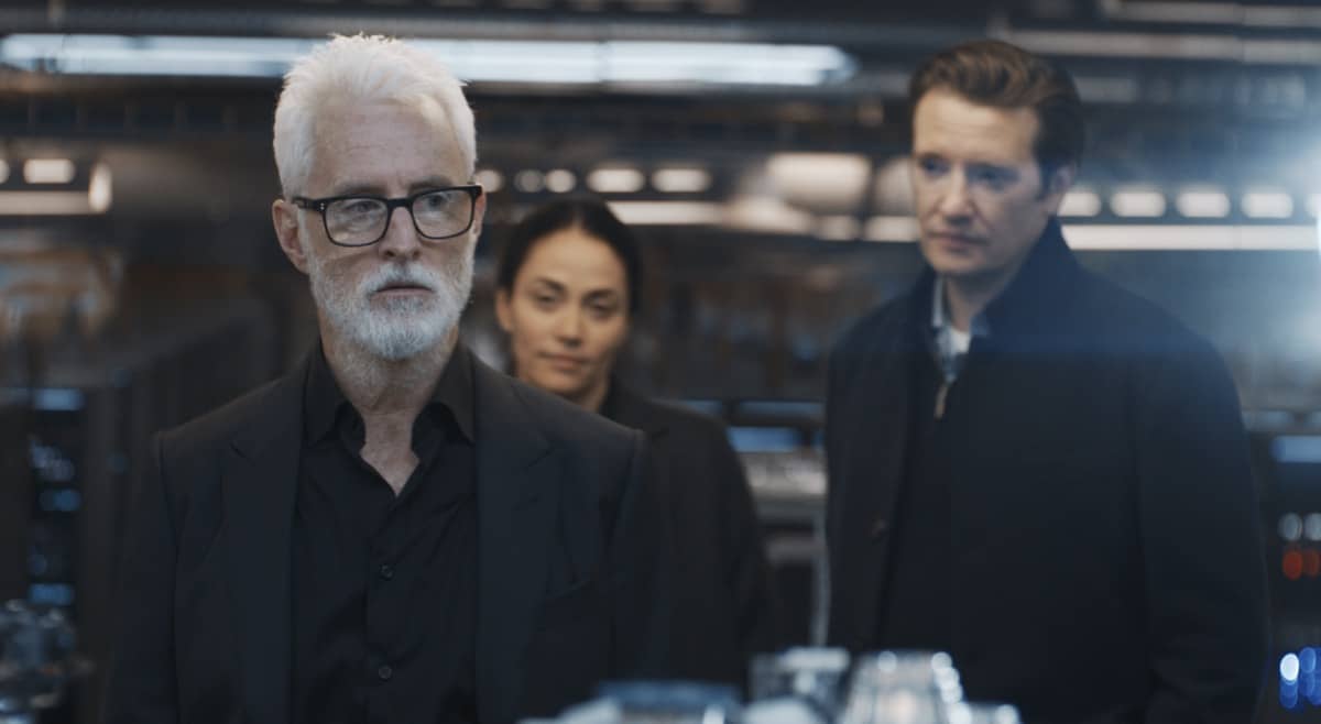 NEXT: L-R: John Slattery, Fernanda Andrade and Jason Butler Harner in the "File #1" season premiere episode of NEXT airing Tuesday, Oct. 6 (9:00-10:00 PM ET/PT) on FOX. © 2020 FOX MEDIA LLC. Cr: Ed Araquel/FOX. Cr: FOX.