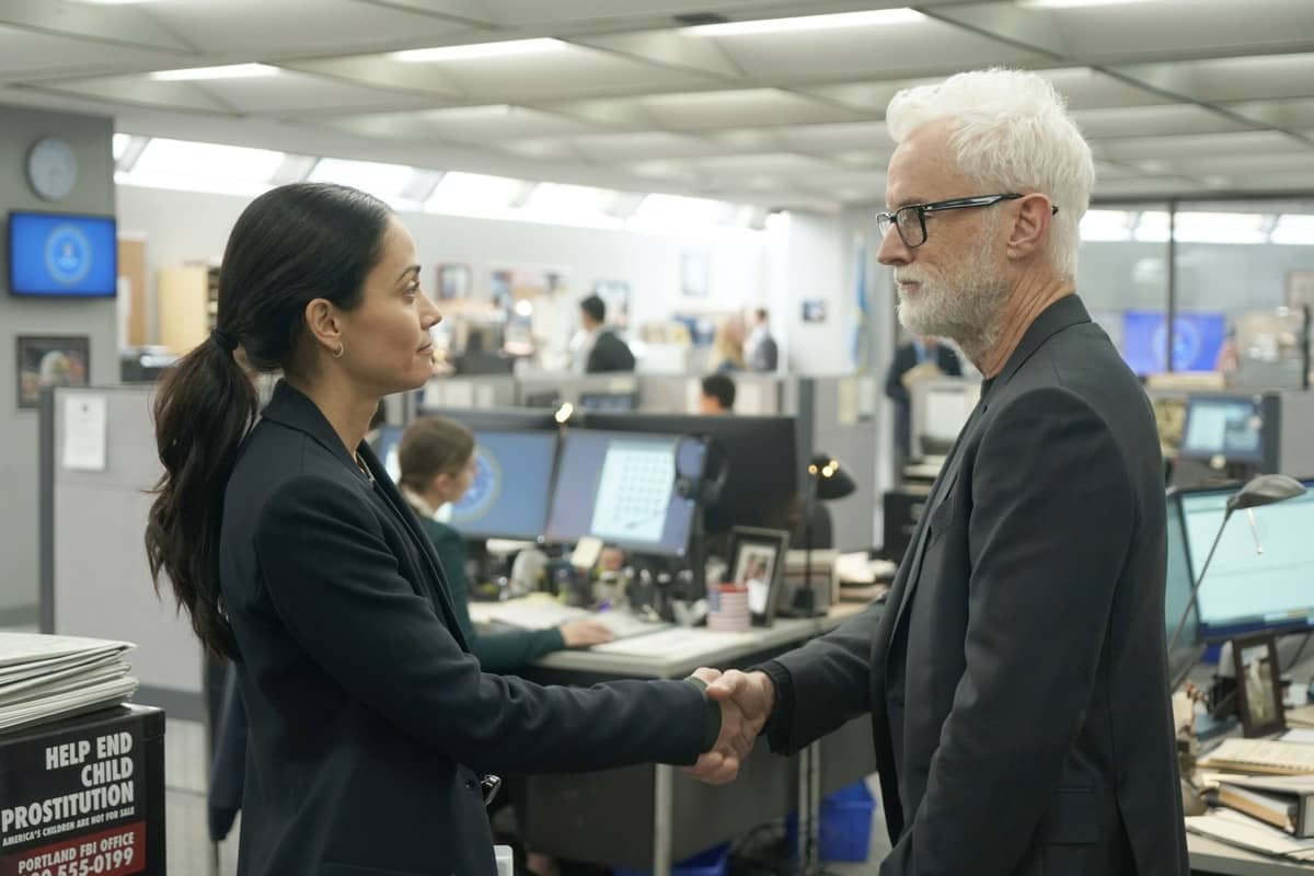NEXT: L-R: Fernanda Andrade and John Slattery in the "File #1" season premiere episode of NEXT airing Tuesday, Oct. 6 (9:00-10:00 PM ET/PT) on FOX. © 2020 FOX MEDIA LLC. Cr: Cr: Ed Araquel / FOX. NEXT: L-R: Fernanda Andrade and John Slattery in the "File #1" season premiere episode of NEXT airing Tuesday, Oct. 6 (9:00-10:00 PM ET/PT) on FOX. © 2020 FOX MEDIA LLC. Cr: Cr: Ed Araquel / FOX.