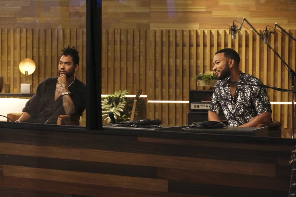THE VOICE -- "Battle Reality" -- Pictured: (l-r) Miguel, John Legend -- (Photo by: Trae Patton/NBC) NUP 191586 2027