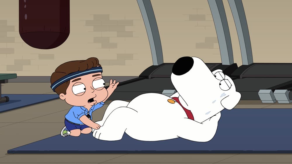 FAMILY GUY Season 19 Episode 18 : Meg deals with a college admissions scandal, while Brian embarks on a fitness journey in the  “Meg Goes to College” episode of FAMILY GUY airing Sunday, May 2 (9:30-10:00 PM ET/PT) on FOX. FAMILY GUY © 2021 by 20th Television.