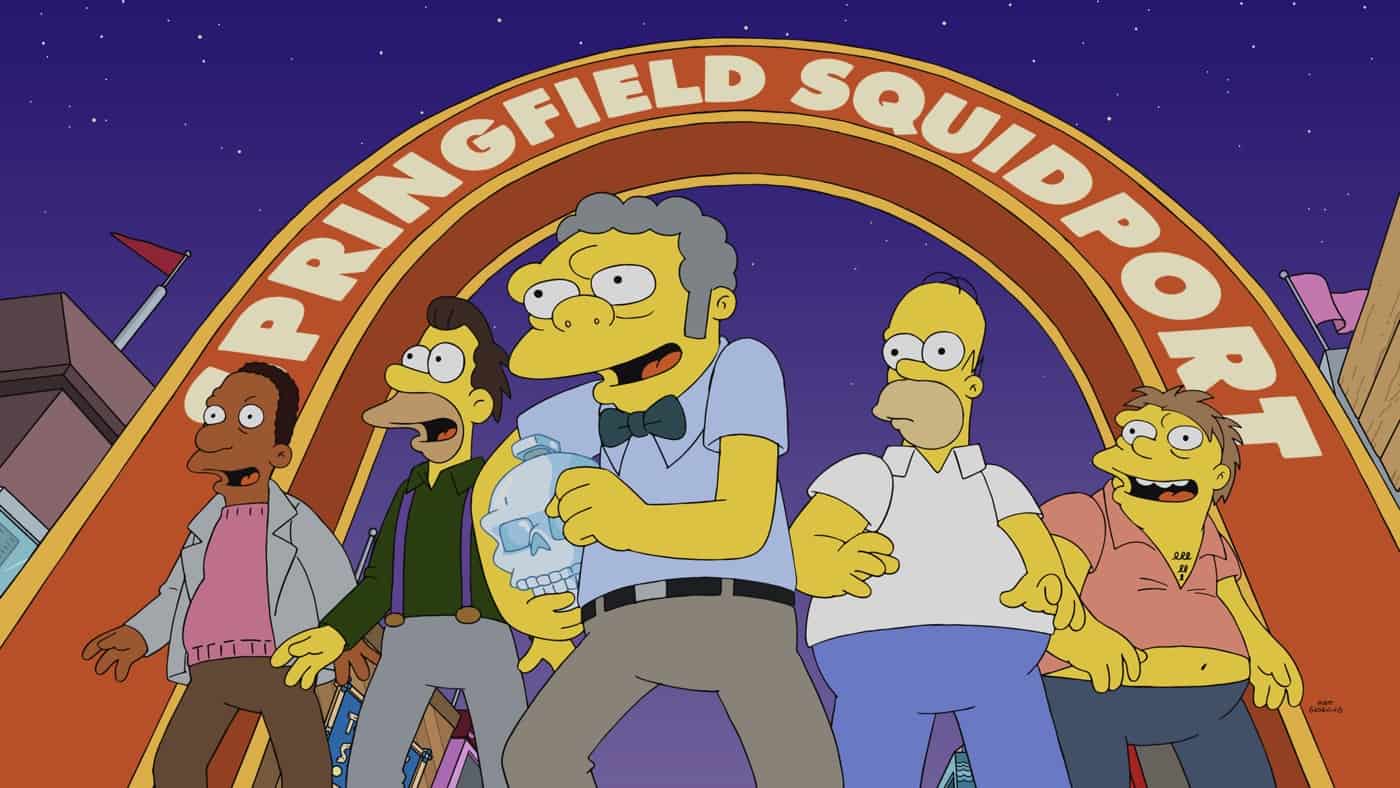 THE SIMPSONS Season 32 Episode 22 : After Moe breaks their most sacred rule, a secret society of bartenders seeks ultimate vengeance on Homer and his friends in the “The Last Barfighter” season finale episode of THE SIMPSONS airing Sunday, May 23 (8:00-8:30 PM ET/PT) on FOX. THE SIMPSONS © 2021 by 20th Television.