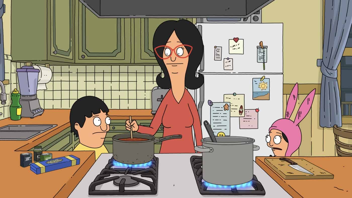 BOB’S BURGERS Season 11 Episode 22 : After Tina and Bob plan a father-daughter date to see Bob's favorite old campy vampire-sing-along movie, Tina decides to invite her group of friends along, as well. Meanwhile, Linda opens a restaurant for the raccoons in their alley in the "Vampire Disco Death Dance" season finale episode of BOBíS BURGERS airing Sunday,  May 23 (9:00-9:30 PM ET/PT) on FOX. BOBíS BURGERS © 2021 by 20th Television.