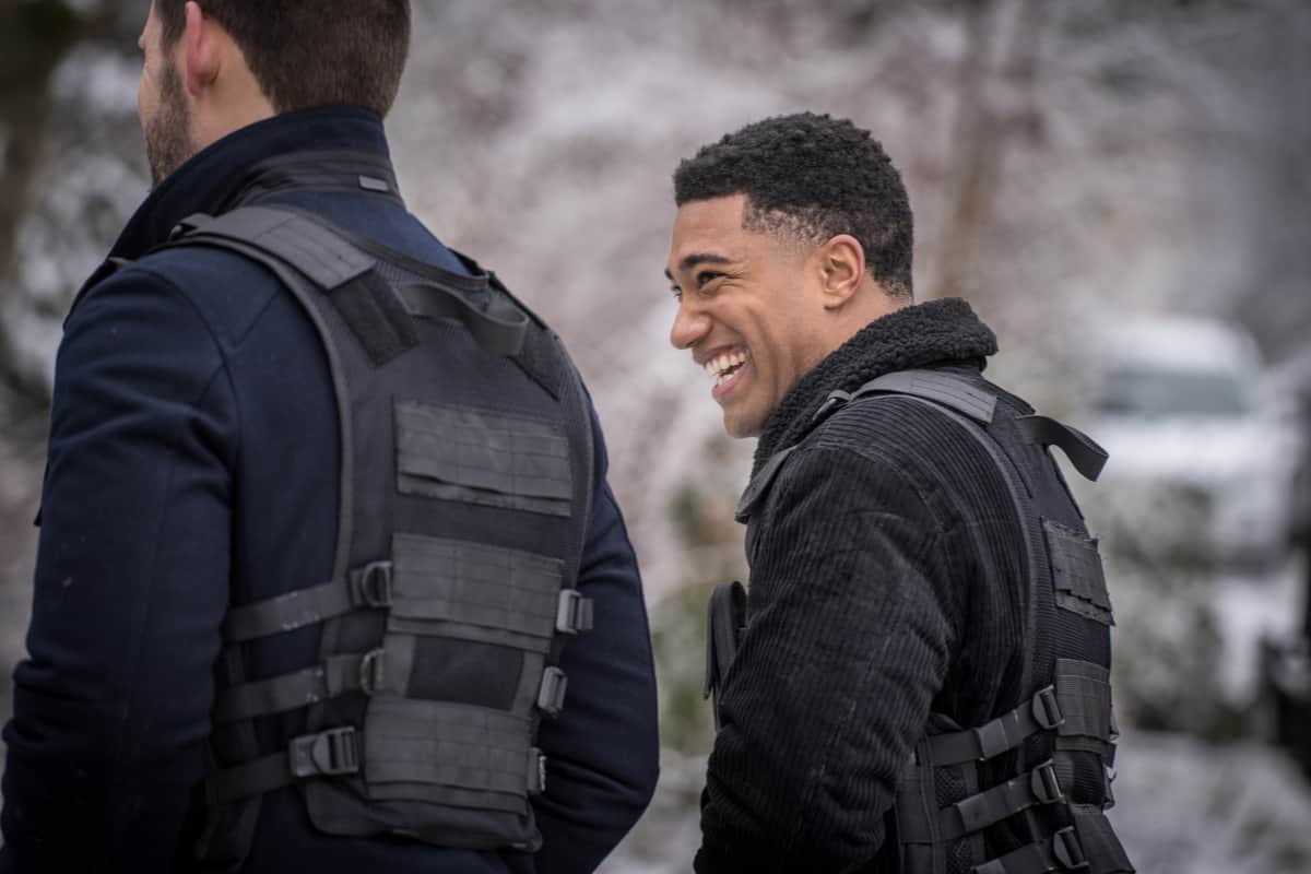 FBI INTERNATIONAL Season 1 Episode 10 "Close to the Sun" – Kellett and the Fly Team reluctantly join an investigation in Northern Ireland, when one of Kellett’s shifty yet valuable informants who’s arrested for his connection to a robbery and murder, calls her to help clear his name, on the CBS Original series FBI: INTERNATIONAL, Tuesday, Jan. 11 (9:00-10:00 PM, ET/PT) on the CBS Television Network, and available to stream live and on demand on Paramount+*.  Pictured (L-R) -  Luke Kleintank as Special Agent Scott Forrester Heida Reed as Special Agent Jamie Kellett Carter Redwood as Special Agent Andre Raines Vinessa Vidotto as Special Agent Cameron Vo Christiane Paul as Europol Agent Katrin Jaeger  Photo: Nelly Kiss CBS©2021 CBS Broadcasting Inc. All Rights Reserved.