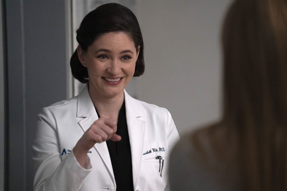 NEW AMSTERDAM Season 4 Episode 12 Photos The Crossover 4 NEW AMSTERDAM Season 4 Episode 12 -- "The Crossover" Episode 412 -- Pictured: Sandra Mae Frank as Dr. Elizabeth Wilder -- (Photo by: Virginia Sherwood/NBC)