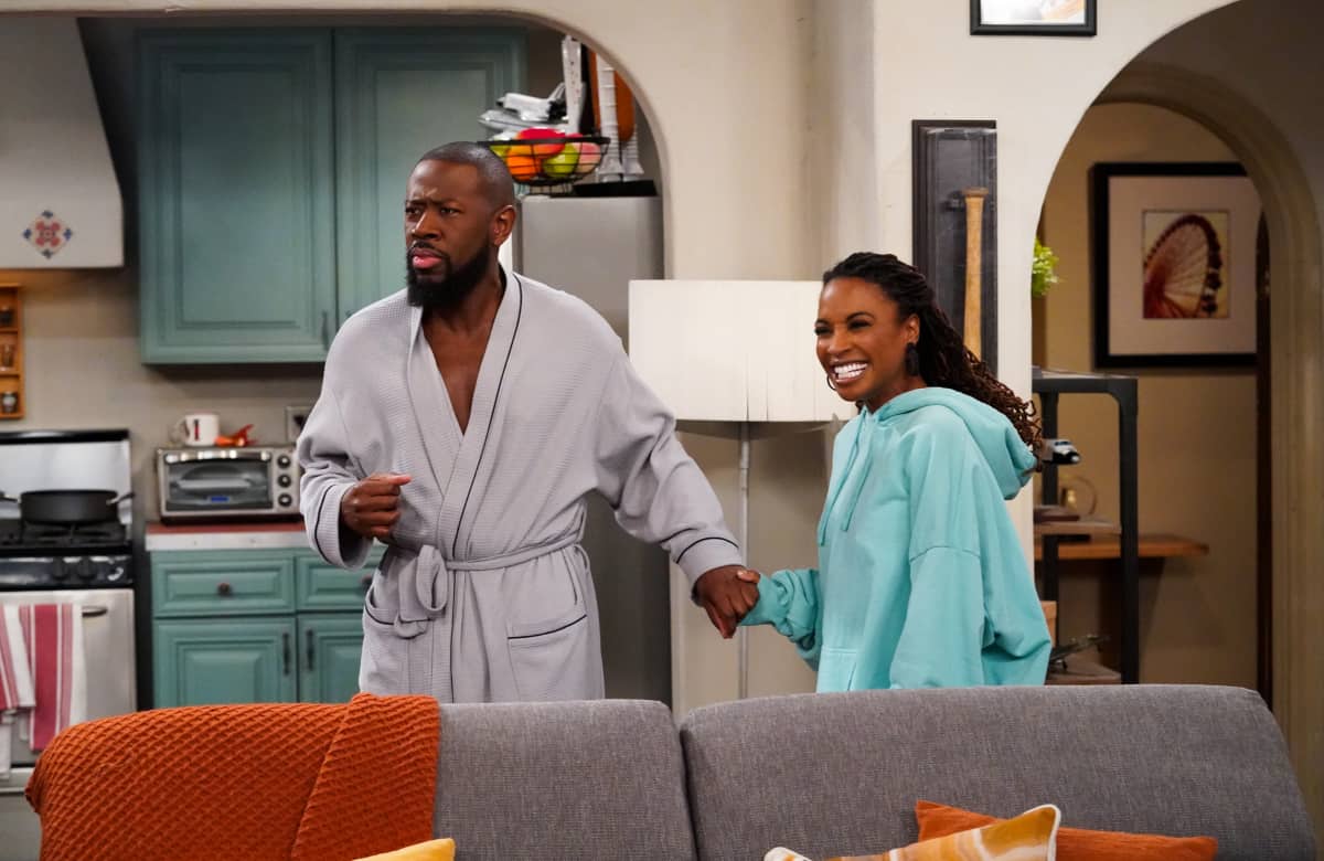 THE NEIGHBORHOOD Season 4 Episode 21 "Welcome to the Dream Girls" -- Coverage of the CBS series The Neighborhood, scheduled to air on the CBS Television Network.  “Welcome to the Dream Girls” – When Tina reunites with her former girl group after decades apart, old issues are reignited, threatening to derail the trio’s big performance, on the CBS Original series THE NEIGHBORHOOD, Monday, May 16 (8:00-8:30 PM, ET/PT) on the CBS Television Network, and available to stream live and on demand on Paramount+. Series star and executive producer Cedric the Entertainer directed the episode. Pictured (L-R): Sheaun McKinney as Malcolm Butler and Shanola Hampton as Nicki.  Photo: Monty Brinton/CBS ©2022 CBS Broadcasting, Inc. All Rights Reserved.