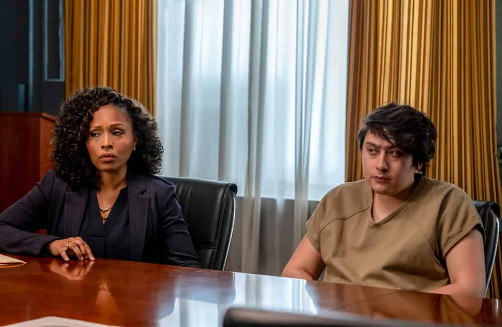 LAW & ORDER -- "Almost Famous" Episode 22012 -- Pictured: (l-r) Jasmine Walker as Amanda Shea, Garrett Gallego as Max Brewer -- (Photo by: Zach Dilgard/NBC)
