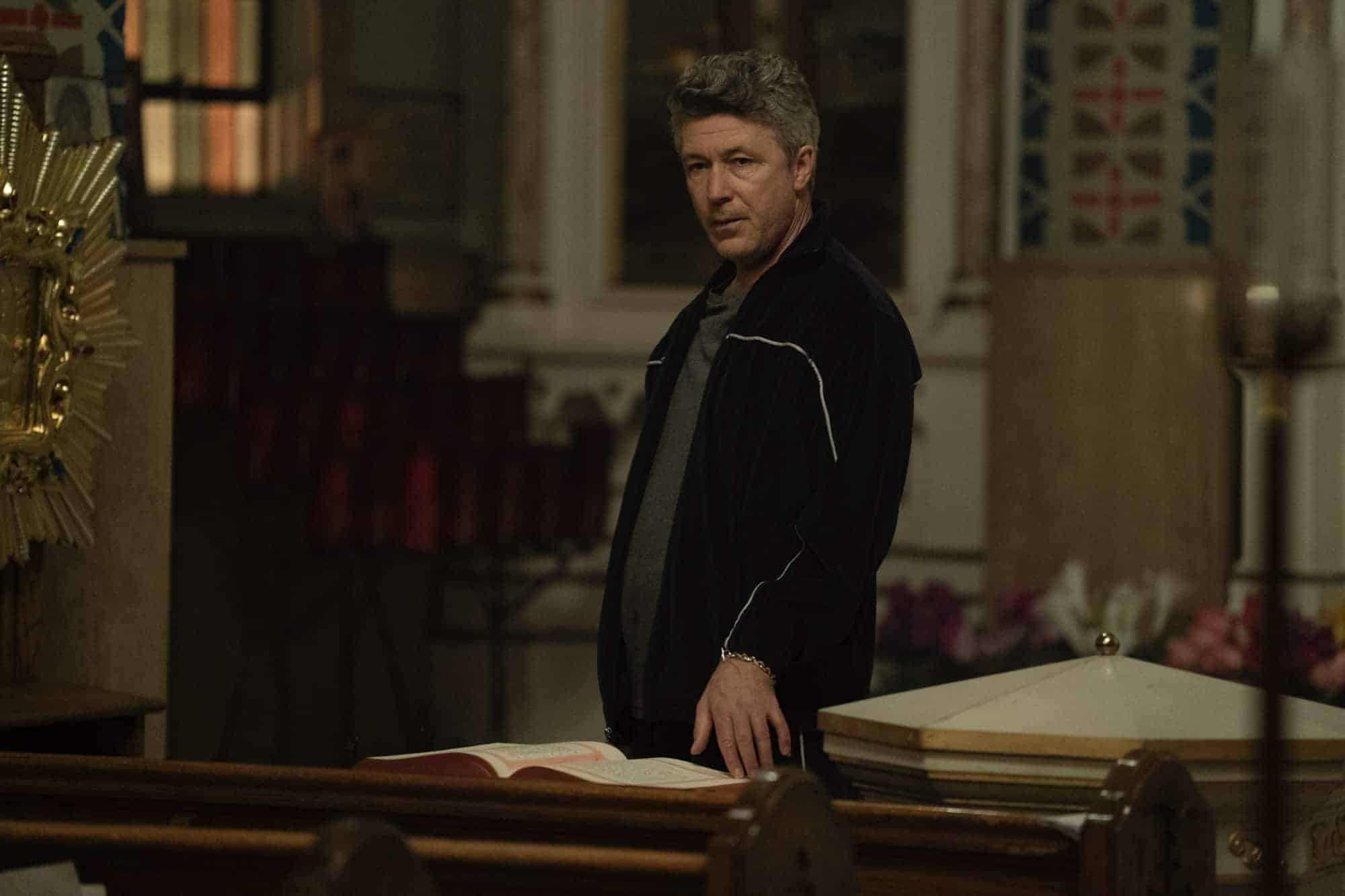 MAYOR OF KINGSTOWN Season 2 Episode 5 image - “Kill Box”- Aidan Gillen as Milo in season 2, episode 5 of the Paramount + series MAYOR OF KINGSTOWN. Photo Cr: Dennis P. Mong Jr./Paramount +. © 2022 Viacom International Inc. All Rights Reserved.