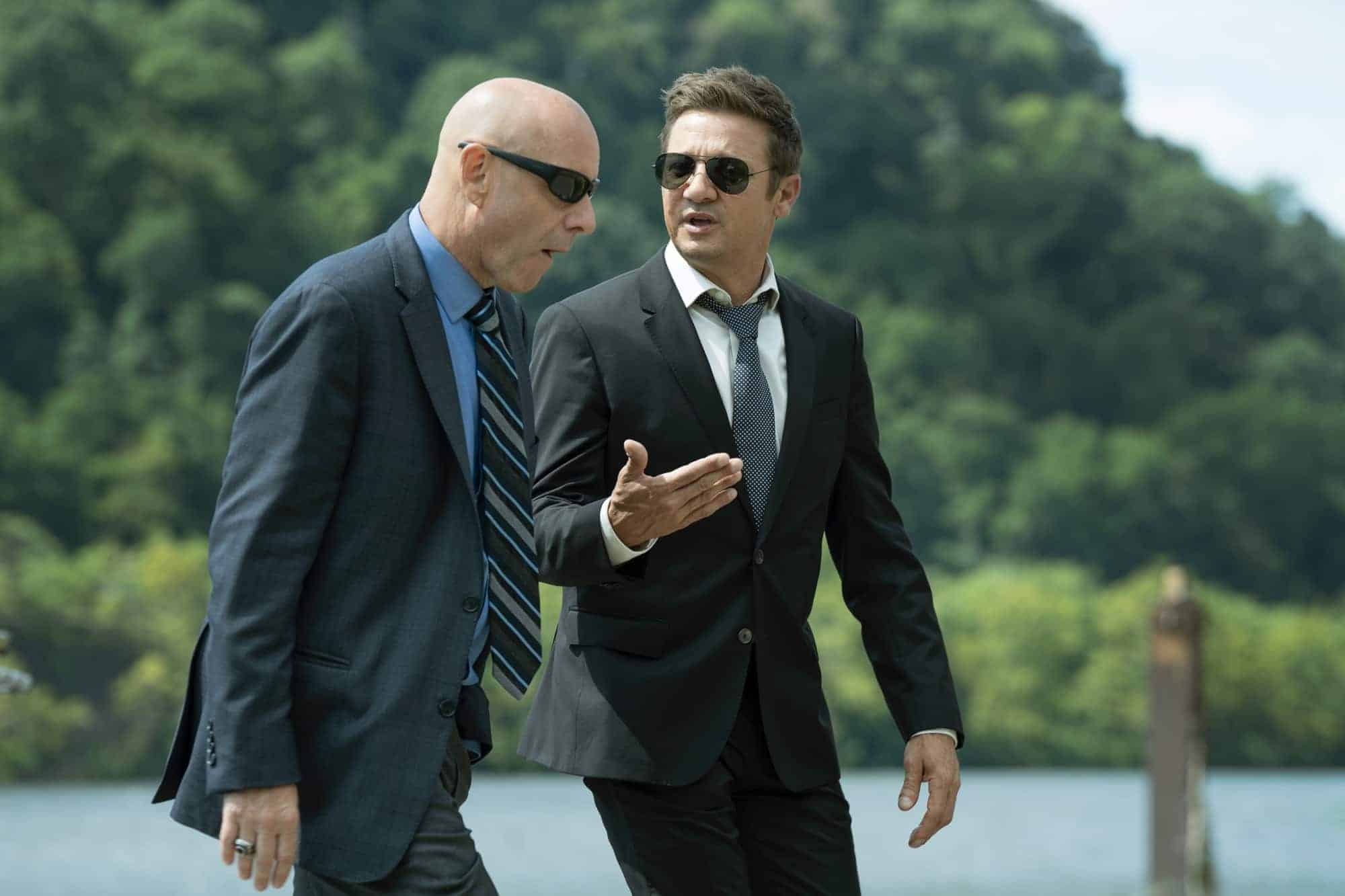 MAYOR OF KINGSTOWN - “Kill Box”-  Hugh Dillon as Ian and Jeremy Renner as Mike McLusky   in season 2, episode 5 of the Paramount + series MAYOR OF KINGSTOWN. Photo Cr: Dennis P. Mong Jr./Paramount +. © 2022 Viacom International Inc. All Rights Reserved.