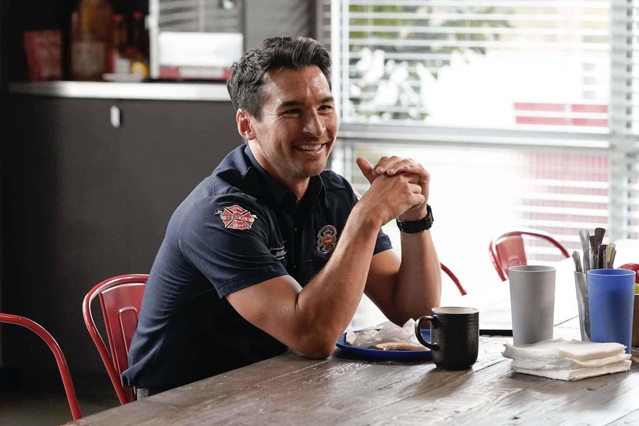 STATION 19 Season 6 Episode 8 - “I Know A Place” - Dixon threatens Natasha in the aftermath of his poor judgement. Meanwhile, Jack is met with disappointment on his first day back. Dana visits Maya, and the team responds to a fire in Theo’s old neighborhood. THURSDAY, MARCH 2 (8:00-9:00 p.m. EST), on ABC. (ABC/James Clark) JAY HAYDEN