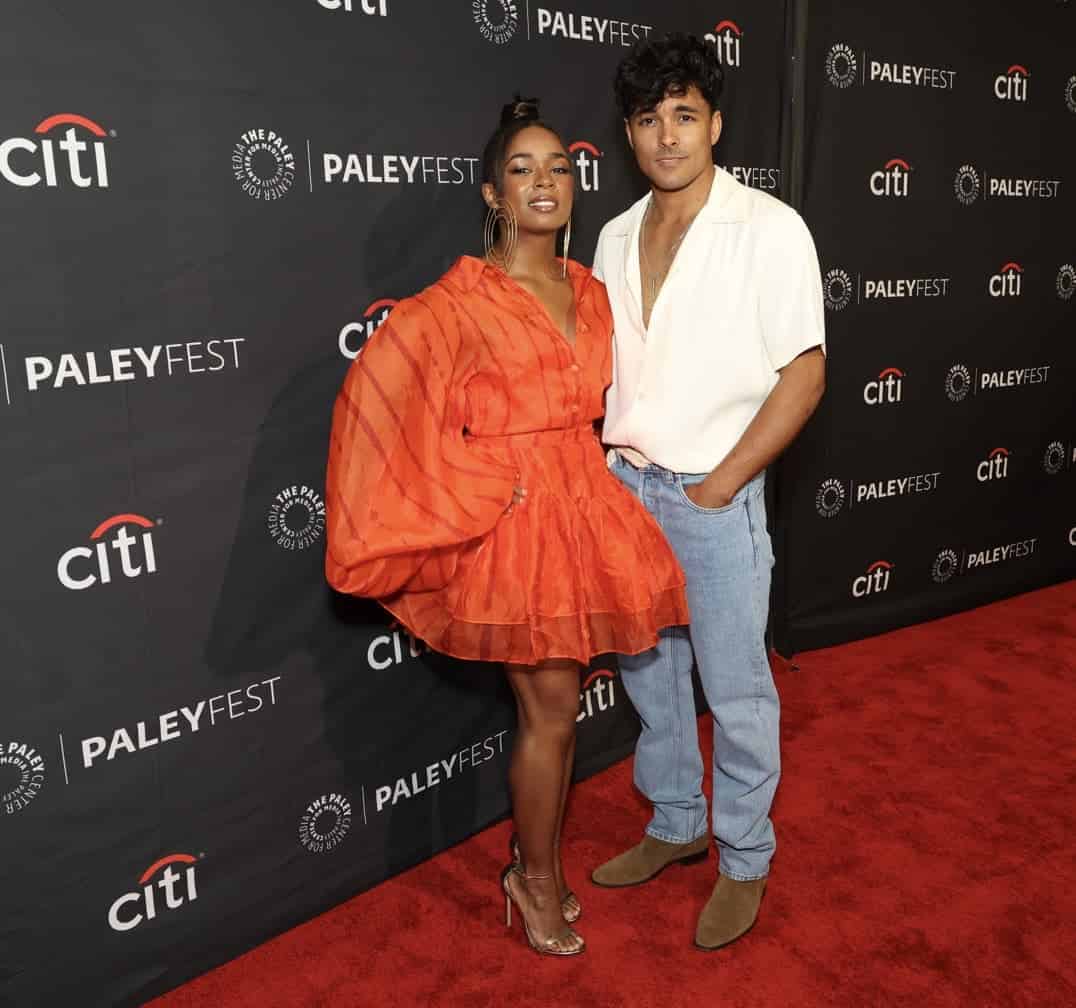 HOLLYWOOD, CA - APRIL 2, 2023 (L-R): Alexis Floyd and Niko Terho at PaleyFest LA 2023 honoring Grey's Anatomy, presented by The Paley Center for Media, at the DOLBY THEATRE on April 2, 2023 in Hollywood, California. © Brian To for the Paley Center