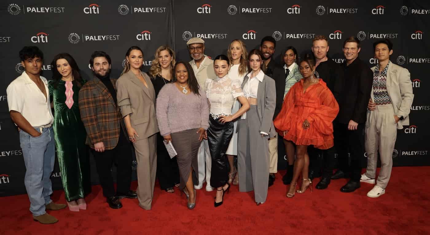 HOLLYWOOD, CA - APRIL 2, 2023: Cast and creatives of Grey's Anatomy at PaleyFest LA 2023 honoring Grey's Anatomy, presented by The Paley Center for Media, at the DOLBY THEATRE on April 2, 2023 in Hollywood, California. © Michael Bulbenko for the Paley Center