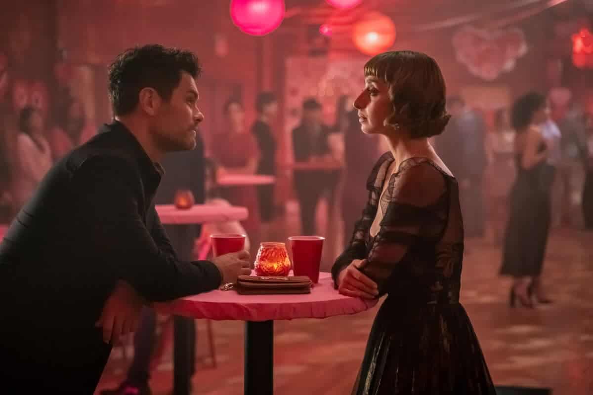 Superman & Lois -- “Head On” -- Image Number: SML305a_ 0033r -- Pictured (L - R): Erik Valdez as Kyle Cushing and Sofia Hasmik as Chrissy Beppo -- Photo: Colin Bentley/The CW -- © 2023 The CW Network, LLC. All Rights Reserved.