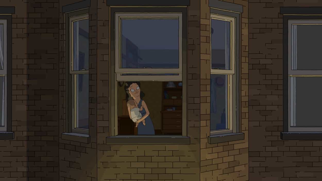 BOB’S BURGERS Season 13 Episode 20 still : Bob tells Linda and the kids the story behind an old, broken radio that used to belong to his grandmother Alice and the part it played in her discovery that a German spy lived in her building in the "Radio No You Didn't" episode of BOB'S BURGERS airing Sunday, Apr 30 (9:00-9:30 PM ET/PT) on FOX. Guest voice Cristin Milioti. BOBíS BURGERS © 2023 by 20th Television