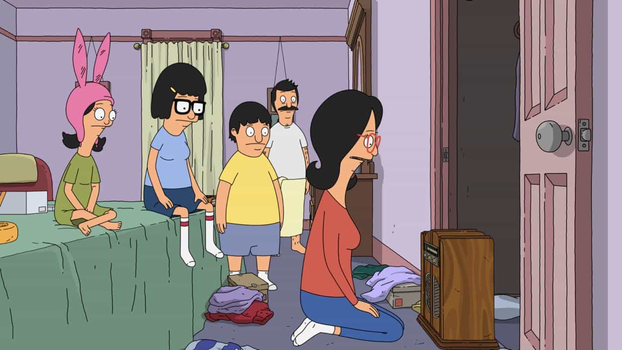 BOB’S BURGERS Season 13 Episode 20 promo : Bob tells Linda and the kids the story behind an old, broken radio that used to belong to his grandmother Alice and the part it played in her discovery that a German spy lived in her building in the "Radio No You Didn't" episode of BOB'S BURGERS airing Sunday, Apr 30 (9:00-9:30 PM ET/PT) on FOX. BOBíS BURGERS © 2023 by 20th Television