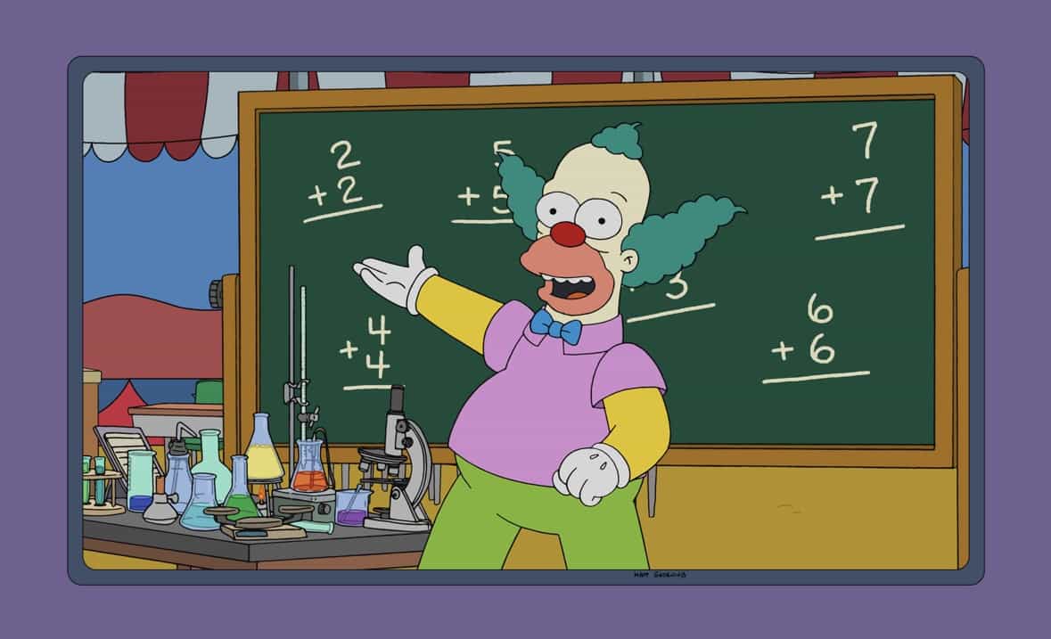 THE SIMPSONS Season 34 Episode 21 Photos Clown V. Board Of Education 4 THE SIMPSONS Season 34 Episode 21 promo : Krusty opens a school for clowning and it becomes the most successful thing he's ever done in the "Clown V. Board of Education" episode of THE SIMPSONS airing Sunday, May 14 (8:00-8:31 PM ET/PT) on FOX. THE SIMPSONS © 2023 by 20th Television.