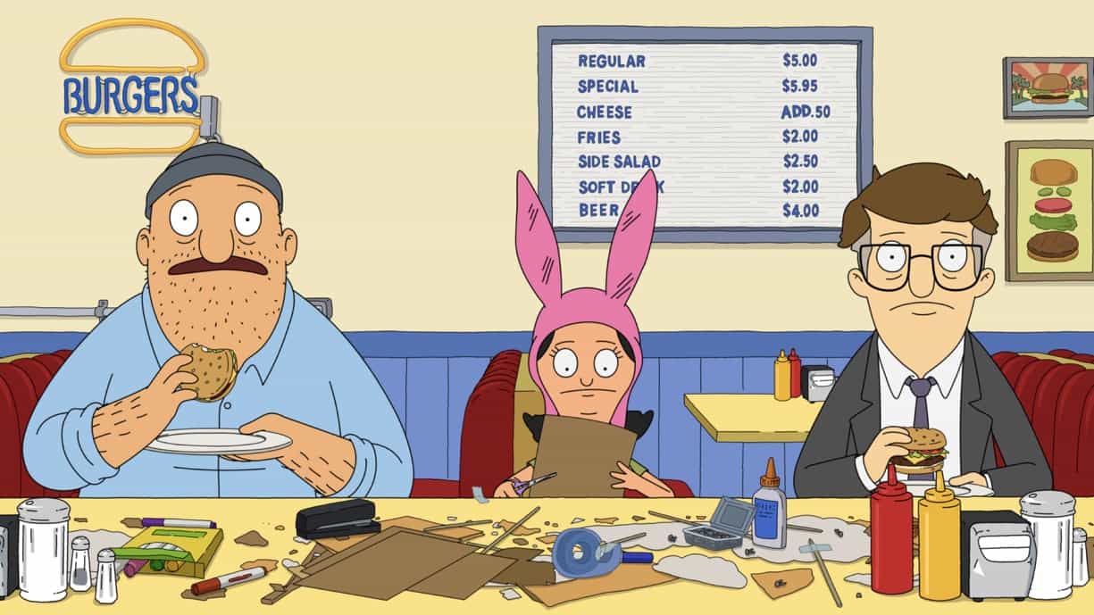 BOB’S BURGERS Season 13 Episode 22 still : Louise takes a class assignment - and a few unhelpful comments by Wayne - very personally. And Bob hires a masseur-in-training to give Linda a massage for Mother's Day in the "Amelia" episode of BOB'S BURGERS airing Sunday, May 21 (9:00-9:30 PM ET/PT) on FOX. BOBíS BURGERS © 2023 by 20th Television