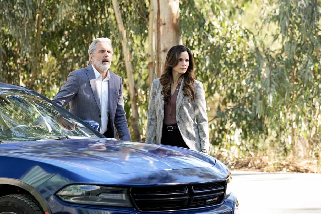 NCIS Season 21 Episode 1 “Algún Día” – The NCIS team must help Torres when he puts his future at stake by confronting the man who tormented his family when he was a child, on the 21st season premiere of the CBS Original series NCIS, Thursday, Feb. 12 (9:00-10:00 PM, ET/PT) on the CBS Television Network, and streaming on Paramount+ (live and on demand for Paramount+ with SHOWTIME subscribers, or on demand for Paramount+ Essential subscribers the day after the episode airs)*.  Pictured (L-R): Gary Cole as FBI Special Agent Alden Parker and Katrina Law as NCIS Special Agent Jessica Knight.  Photo: Robert Voets/CBS ©2023 CBS Broadcasting, Inc. All Rights Reserved.