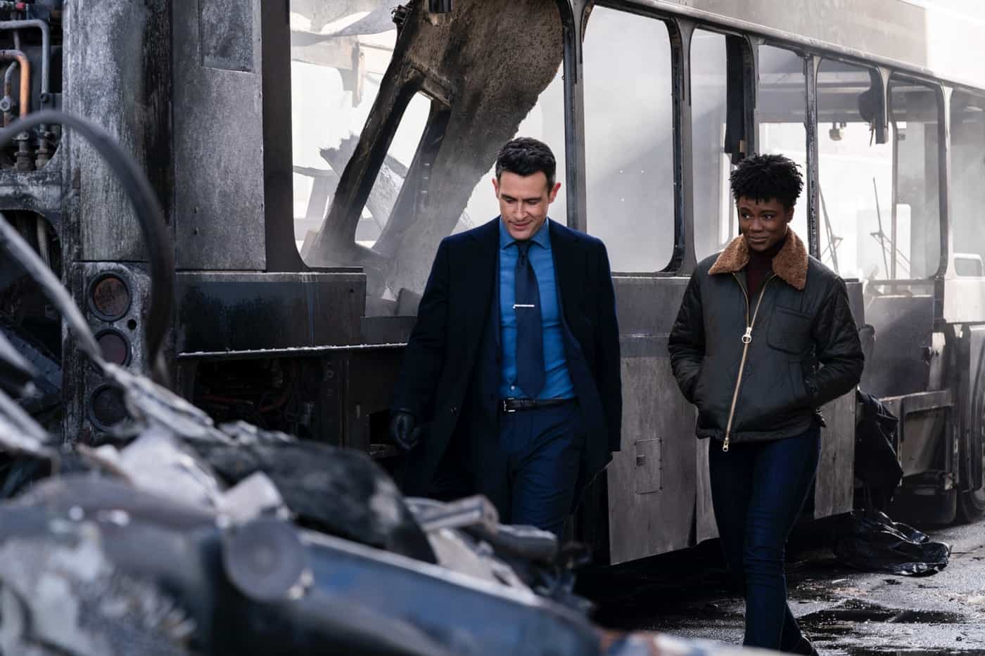 “All the Rage” – When a bus explosion kills several innocent people, the team jumps into action to take down the responsible terrorist organization. Meanwhile, Scola tries to balance fatherhood with the job, on the sixth season premiere of FBI, Tuesday, Feb 13 (8:00-9:00 PM, ET/PT) on the CBS Television Network, and streaming on Paramount+ (live and on demand for Paramount+ with SHOWTIME subscribers, or on demand for Paramount+ Essential subscribers the day after the episode airs).  Pictured (L-R): John Boyd as Special Agent Stuart Scola and Katherine Renee Kane as Special Agent Tiffany Wallace. Photo: Bennett Raglin/CBS ©2023 CBS Broadcasting, Inc. All Rights Reserved.