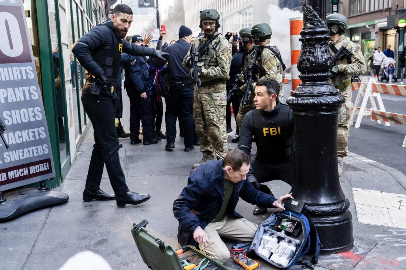 “All the Rage” – When a bus explosion kills several innocent people, the team jumps into action to take down the responsible terrorist organization. Meanwhile, Scola tries to balance fatherhood with the job, on the sixth season premiere of FBI, Tuesday, Feb 13 (8:00-9:00 PM, ET/PT) on the CBS Television Network, and streaming on Paramount+ (live and on demand for Paramount+ with SHOWTIME subscribers, or on demand for Paramount+ Essential subscribers the day after the episode airs).  Pictured (L-R): Zeeko Zaki as Special Agent Omar Adom ‘OA’ Zidan and John Boyd as Special Agent Stuart Scola. Photo: Bennett Raglin/CBS ©2023 CBS Broadcasting, Inc. All Rights Reserved.