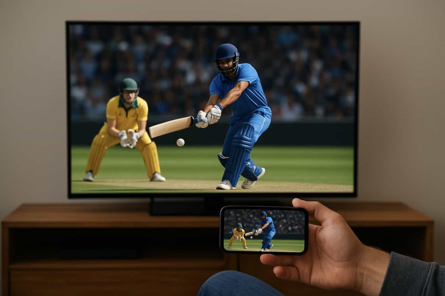 Cricket on tv and phone