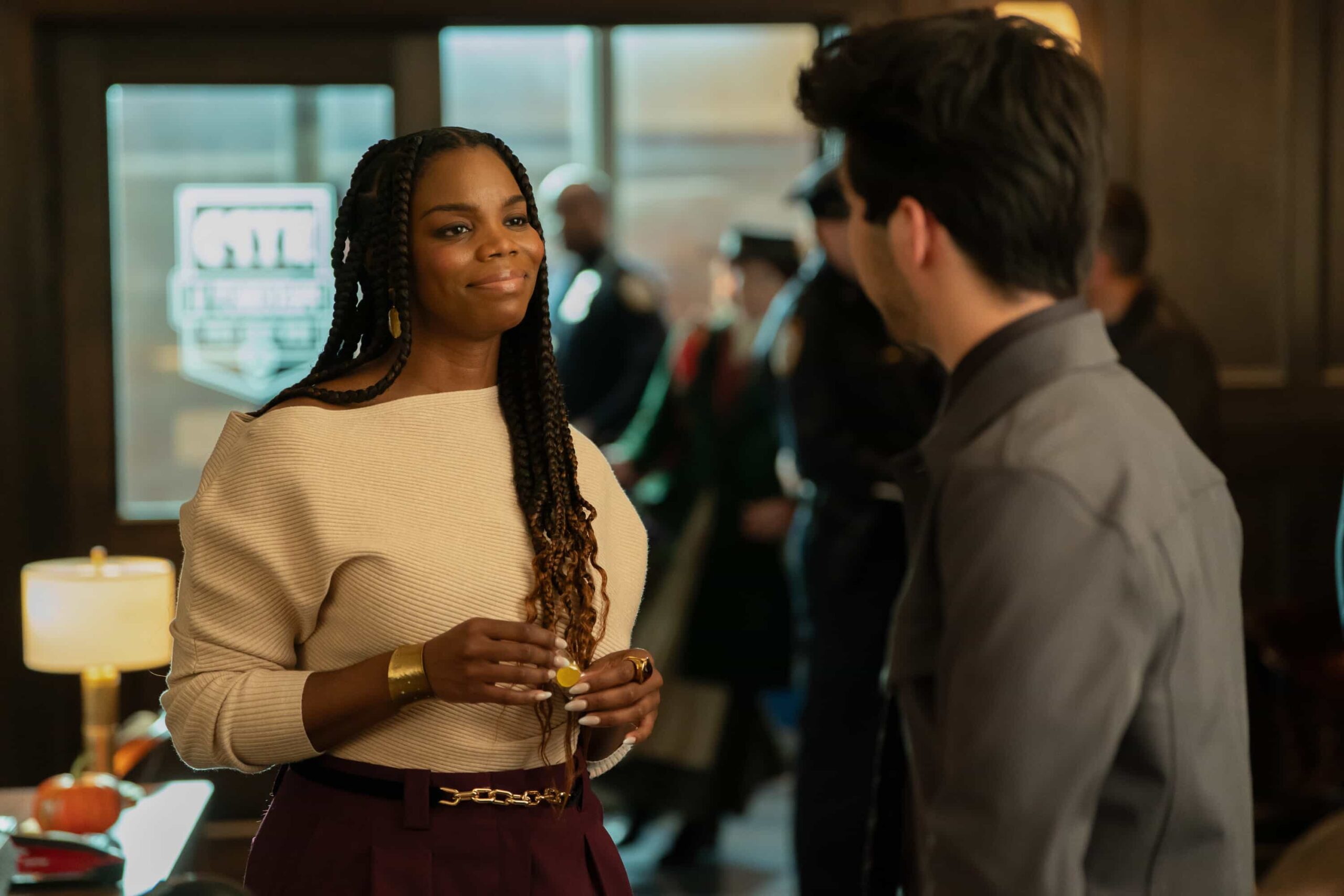 “Ick, A Bod” – Elsbeth must separate trick from treat in Sleepy Hollow when a rivalry reaches a ghoulish climax on Halloween night after a suburban housewife (Annaleigh Ashford) butts heads with a new neighbor. Meanwhile, Captain Wagner makes a frightening discovery about his daughter, on the CBS Original series ELSBETH, Thursday, Oct. 30 (10:00-11:00 PM, ET/PT) on the CBS Television Network and streaming on Paramount (live and on-demand for Paramount+ Premium plan subscribers, or on-demand for Paramount+ Essential subscribers the day after the episode airs).    Pictured (L-R): Brittany Inge as Julia Payne-Wagner, and Braeden De La Garza as Det. Rivers  Photo: Michael Parmelee/CBS ©2025 CBS Broadcasting, Inc. All Rights Reserved.