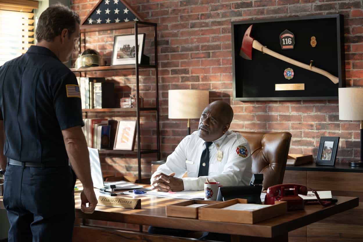 9-1-1: NASHVILLE Season 1 Episode 4 - “Bad Case of the Blues” - Don and the 113 team respond to emergencies at a waterpark and a sorority house. Meanwhile, the crew puts Blue’s skills and knowledge to the test as he trains for his firefighter exam, while Blythe digs into Blue’s past. THURSDAY, OCT. 30 (9:00-10:00 p.m. EDT) on ABC. (Disney/Jake Giles Netter) 
CHRIS O'DONNELL, GREGORY ALAN WILLIAMS