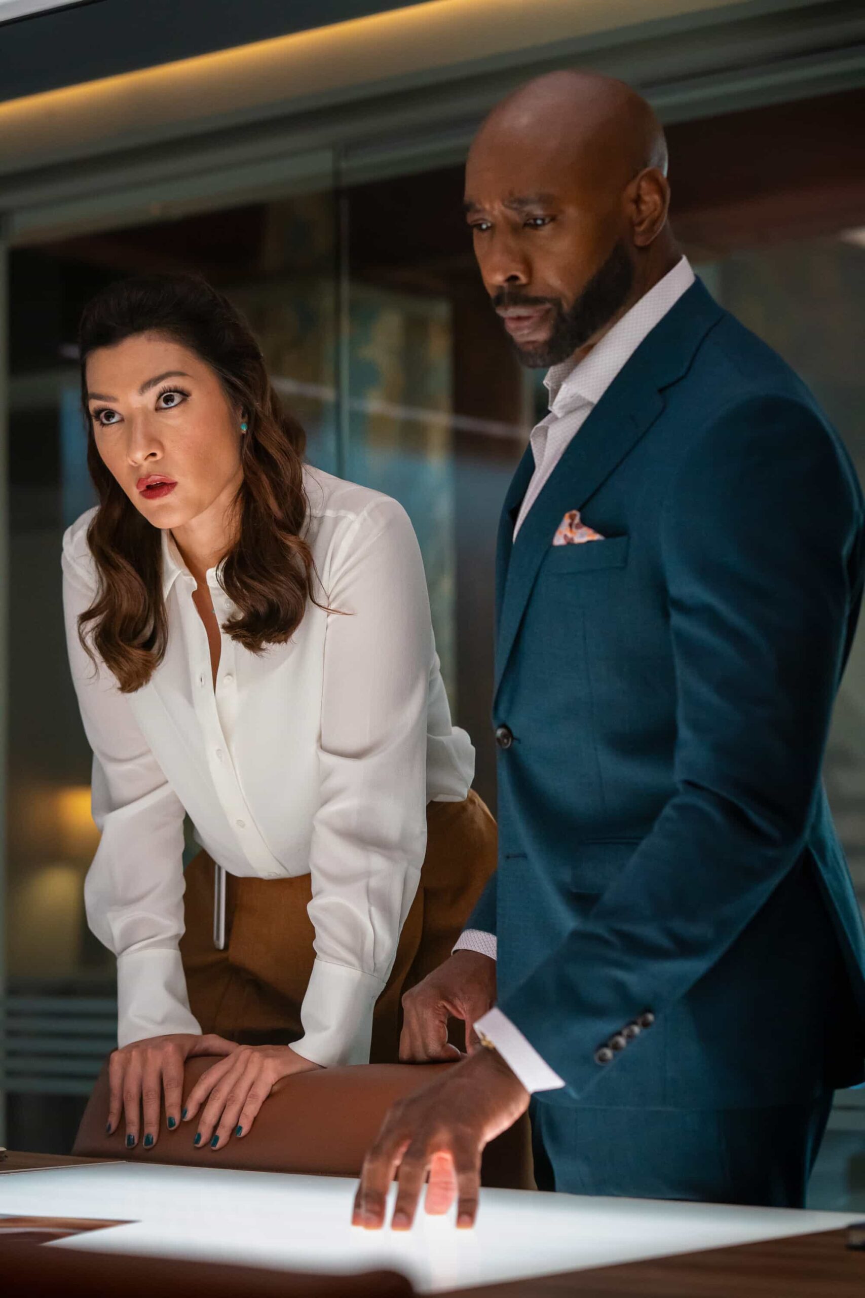 WATSON Season 2 Episode 4 “Happy When It Rains” – Watson and the team jump into action when four new patients are brought to UHOP with wounds that appear to be infected with a flesh-eating bacterium following a tornado. Meanwhile, Shinwell searches for meaning as a nursing student and Adam’s wedding to Lauren risks being halted, on the CBS Original series WATSON, Monday, Nov. 3 (10:00-11:00 PM, ET/PT) on the CBS Television Network, and streaming on Paramount+* (live and on-demand for Paramount+ Premium plan subscribers, or on-demand for Paramount+ Essential subscribers the day after the episode airs).  Pictured (L-R): Inga Schlingmann as Dr. Sasha Lubbock, Morris Chestnut as Dr. John Watson    Photo: Colin Bentley/CBS ©2025 CBS Broadcasting, Inc. All Rights Reserved.