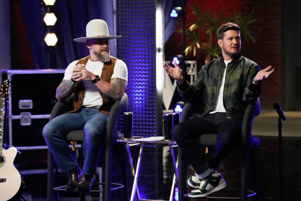 THE VOICE -- The Knockouts Part 2 Episode 2811 -- Pictured: (l-r) Zac Brown, Michael Bublé -- (Photo by: Casey Durkin/NBC)