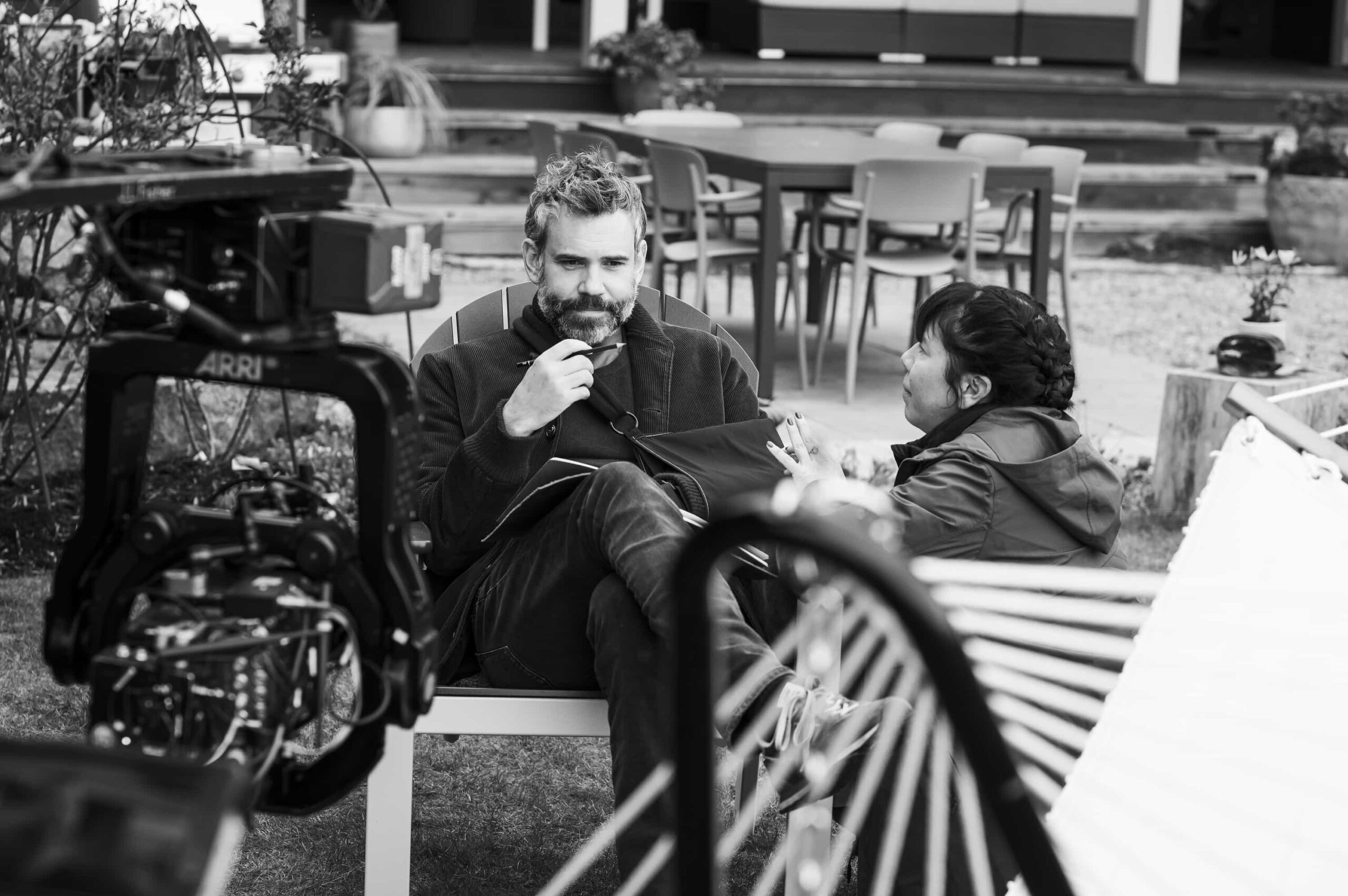 MURDER IN A SMALL TOWN: BEHIND THE SCENES: Rossif Sutherland behind the scenes in the "Trust, But Verify" episode of MURDER IN A SMALL TOWN airing Tuesday, Nov. 4 (8:00-9:00PM ET/PT) on FOX. ©2025 Fox Media LLC. CR: Kailey Schwerman/ FOX.