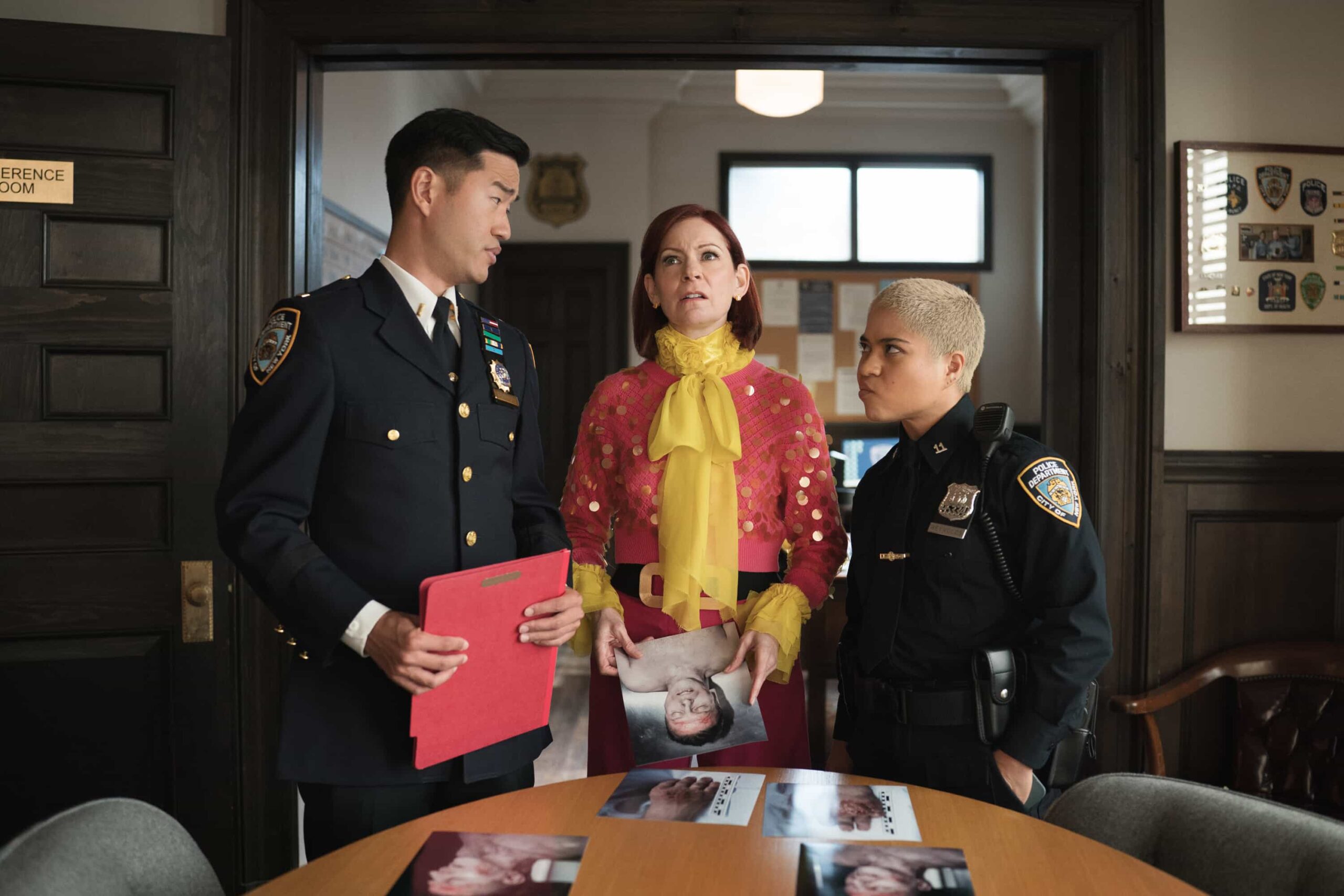 “Bunker Down” – When a crisis manager vanishes inside a billionaires’ panic room, Elsbeth unravels the highly equipped fortresses that blur the lines between security and paranoia. Meanwhile, Elsbeth meets the late Judge Crawford’s widow, Winnie (Henny Russell), on the CBS Original series ELSBETH, Thursday, Nov. 13 (10:00-11:00 PM, ET/PT) on the CBS Television Network and streaming on Paramount+ (live and on-demand for Paramount+ Premium plan subscribers, or on-demand for Paramount+ Essential subscribers the day after the episode airs).       Pictured (L-R): Daniel K. Isaac as LT. Connor, Carrie Preston as Elsbeth Tascioni, and b as Officer Nikki Reynolds   Photo: Michael Parmelee/CBS ©2025 CBS Broadcasting, Inc. All Rights Reserved.