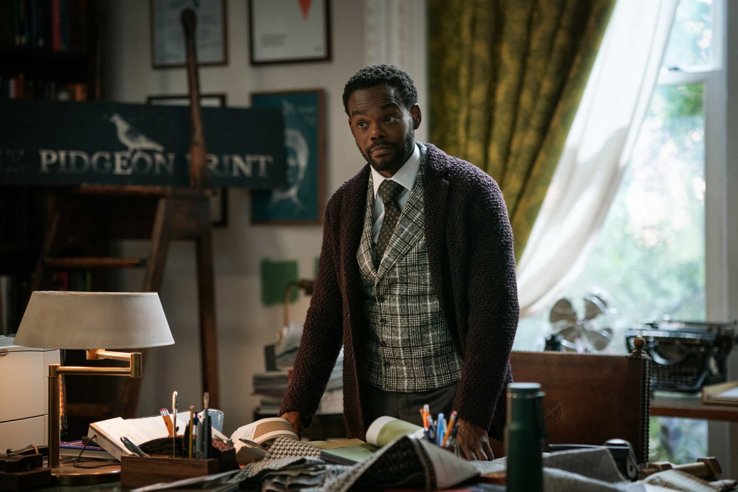 Elsbeth Season 3 Episode 5 “Poetic Justice” – After a donor’s death shakes New York’s nonprofit arts scene, Elsbeth questions the motives of the victim’s friend, Gary (William Jackson Harper), the founder of a prominent poetry journal. Also, Elsbeth runs into her old friend Marissa Gold, who is following in her father Eli’s footsteps and working as the campaign manager for a mayoral candidate, on the CBS Original series ELSBETH, Thursday, Nov. 6 (10:00-11:00 PM, ET/PT) on the CBS Television Network and streaming on Paramount+ (live and on-demand for Paramount+ Premium plan subscribers, or on-demand for Paramount+ Essential subscribers the day after the episode airs).    Pictured: William Jackson Harper as Gary Pidgeon  Photo: Michael Parmelee/CBS ©2025 CBS Broadcasting, Inc. All Rights Reserved.