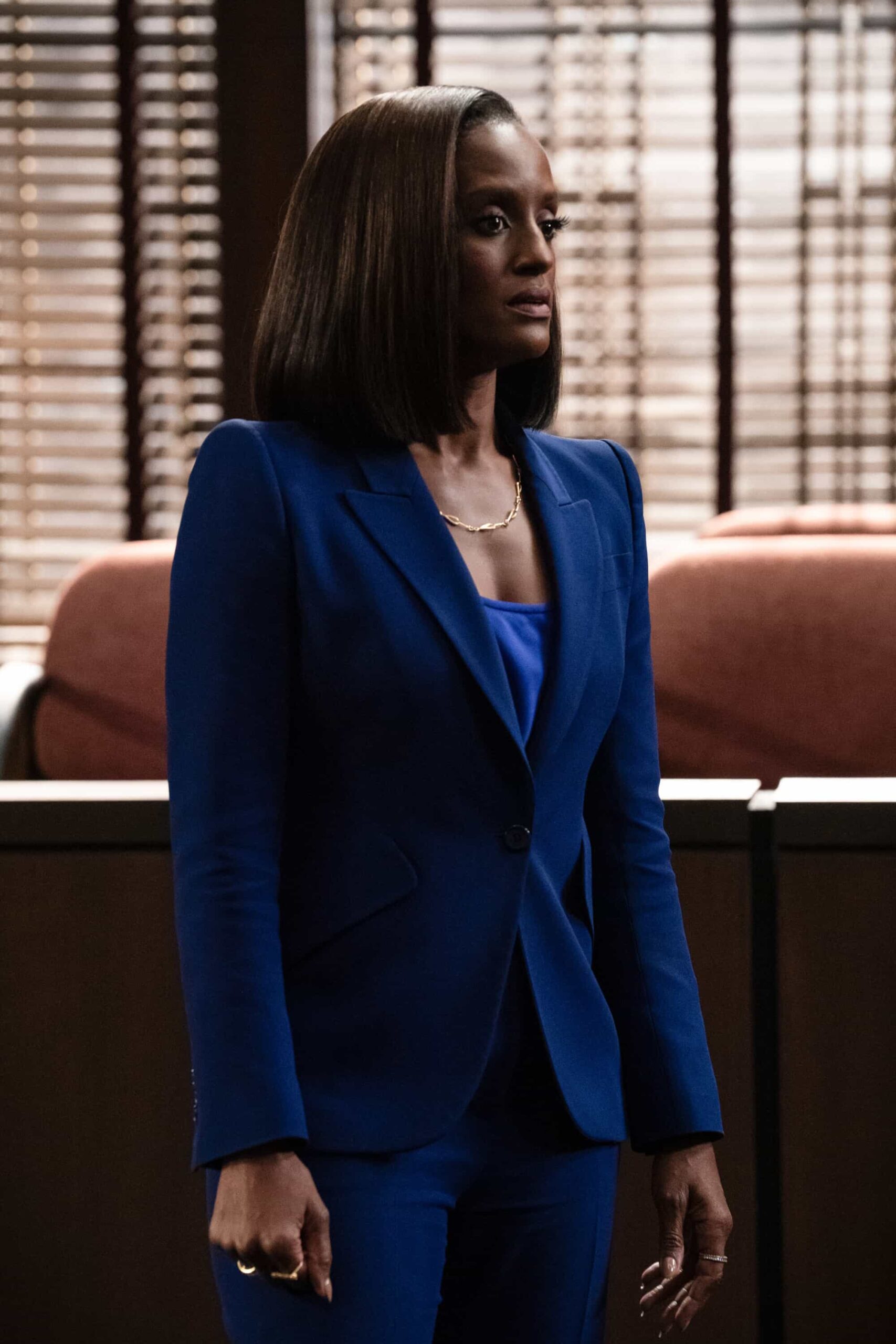 “Mousetrap” – Matty and Olympia race to protect each other from Julian’s suspicions as they also work on the resentencing case of a teenager sentenced as an adult to life, on MATLOCK, Thursday, Nov. 6 (9:01-10:00 PM, ET/PT) on the CBS Television Network, and streaming on Paramount+ (live and on-demand for Paramount+ Premium plan subscribers, or on-demand for Paramount+ Essential subscribers the day after the episode airs)*.  Pictured (L-R): Skye P. Marshall as “Olympia Lawrence”.  Photo credit: Michael Yarish/CBS ©2025 CBS Broadcasting, Inc. All Rights Reserved.