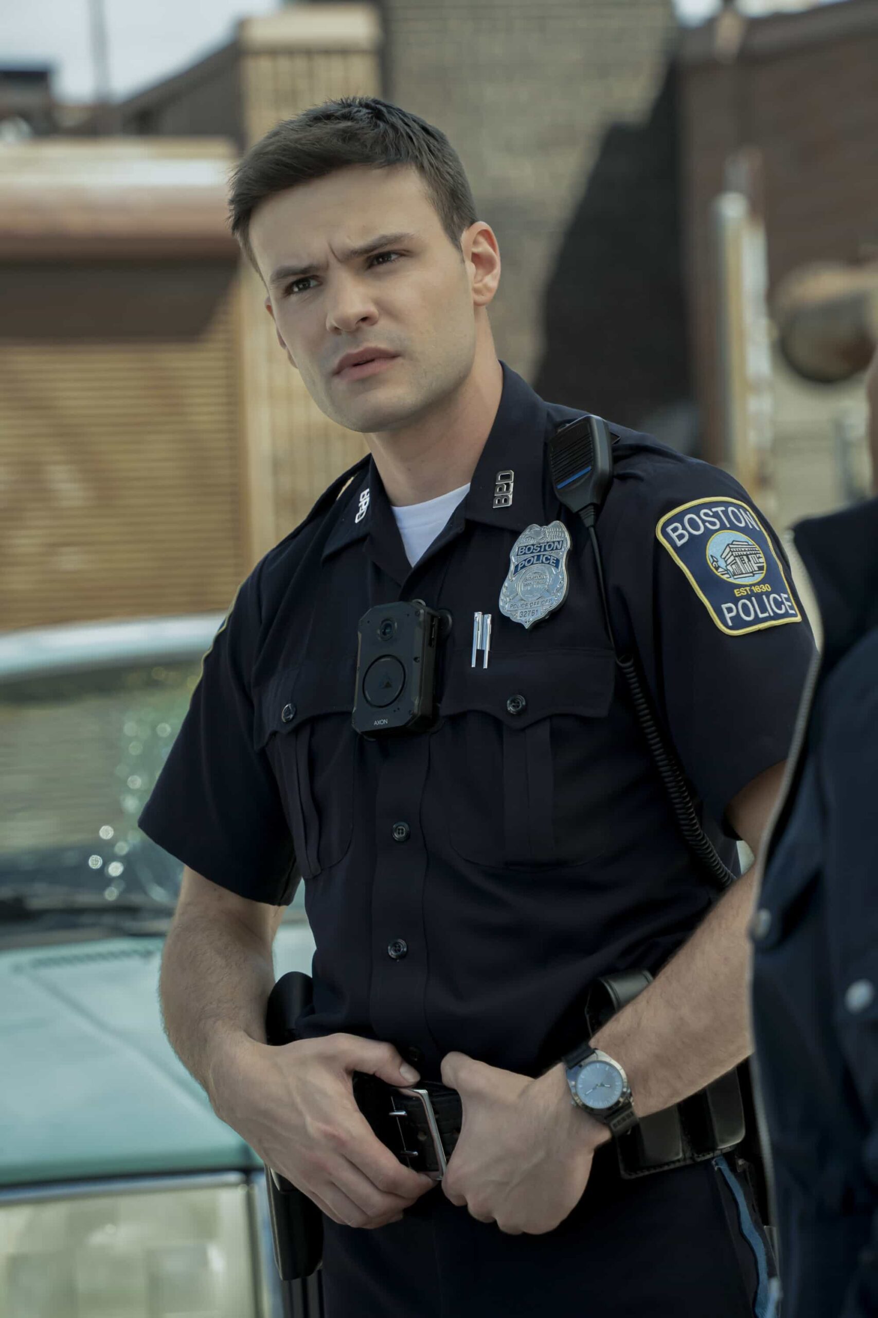 “Rites of Passage”– As the Silver family reflects on a personal loss, Lena and Danny investigates the murder of a beloved shop owner. Meanwhile, Sarah responds to a hostage crisis and Mae faces a difficult legal decision, on “BOSTON BLUE,” Friday, Nov. 7 (10:00-11:00 PM, ET/PT) on the CBS Television Network, and streaming on Paramount+ (live and on-demand for Paramount+ subscribers, or on-demand for Paramount+ Essential subscribers the day after the episode airs)*.   Pictured: Mika Amonsen as Sean Reagan   Photo: Brendan Adam-Zwelling/CBS ©2025 CBS Broadcasting, Inc. All Rights Reserved.