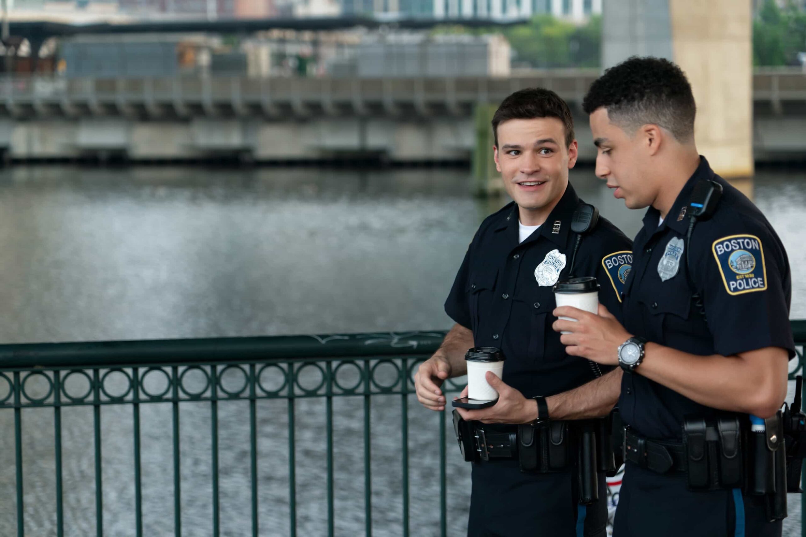 “Rites of Passage”– As the Silver family reflects on a personal loss, Lena and Danny investigates the murder of a beloved shop owner. Meanwhile, Sarah responds to a hostage crisis and Mae faces a difficult legal decision, on “BOSTON BLUE,” Friday, Nov. 7 (10:00-11:00 PM, ET/PT) on the CBS Television Network, and streaming on Paramount+ (live and on-demand for Paramount+ subscribers, or on-demand for Paramount+ Essential subscribers the day after the episode airs)*.   Pictured (L-R): Mika Amonsen as Sean Reagan and Marcus Scribner as Jonah Silver  Photo: Seacia Pavao/CBS ©2025 CBS Broadcasting, Inc. All Rights Reserved.