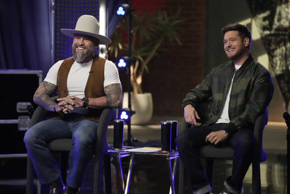 THE VOICE Season 28 Episode 12-- "The Knockouts Part 3" Episode 2812 -- Pictured: (l-r) Zac Brown, Michael Bublé -- (Photo by: Casey Durkin/NBC)