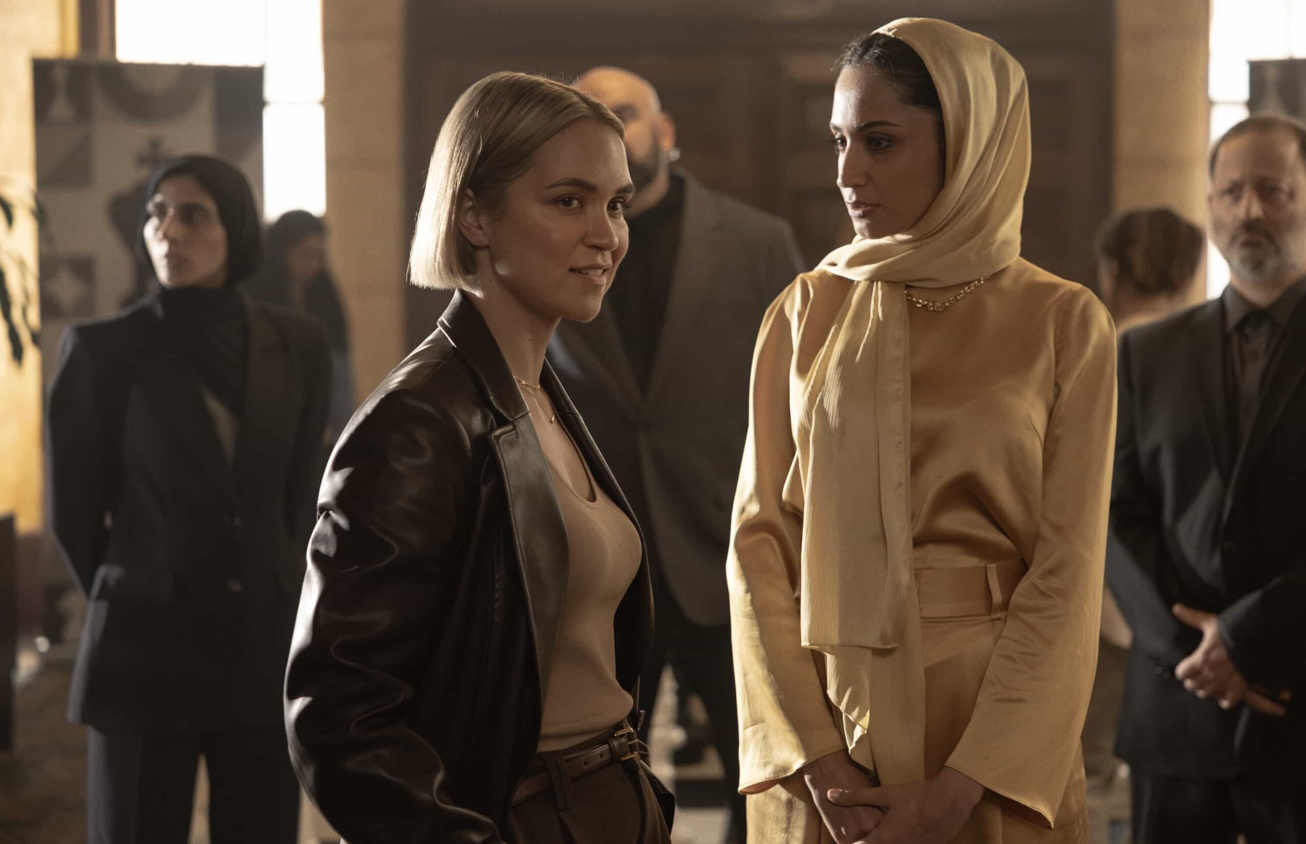 NCIS: Sydney Season 3 Episode 5 “Black Is White” – When a U.S. Navy attaché is found dead with a USB lodged in his throat, the team tracks a killer believed to have ties to an international chess tournament in Sydney, on NCIS: SYDNEY, Tuesday, Nov. 11 (10:00-11:00 PM, ET/PT) on the CBS Television Network, and streaming on Paramount+ (live and on demand for Paramount+ Premium plan subscribers, or on demand for Paramount+ Essential subscribers the day after the episode airs)*. Tuuli Narkle as AFP Liaison Officer Constable Evie Cooper and Dela Ahmadi as Giti Golzaar  in NCIS: Sydney episode 5, season 3 streaming on Paramount+, 2025. Photo Credit:  Daniel Asher Smith/Paramount+   © TM & © 2025 CBS Studios Inc. NCIS: Sydney and related marks and logos  are trademarks of CBS Studios Inc. All Rights Reserved.