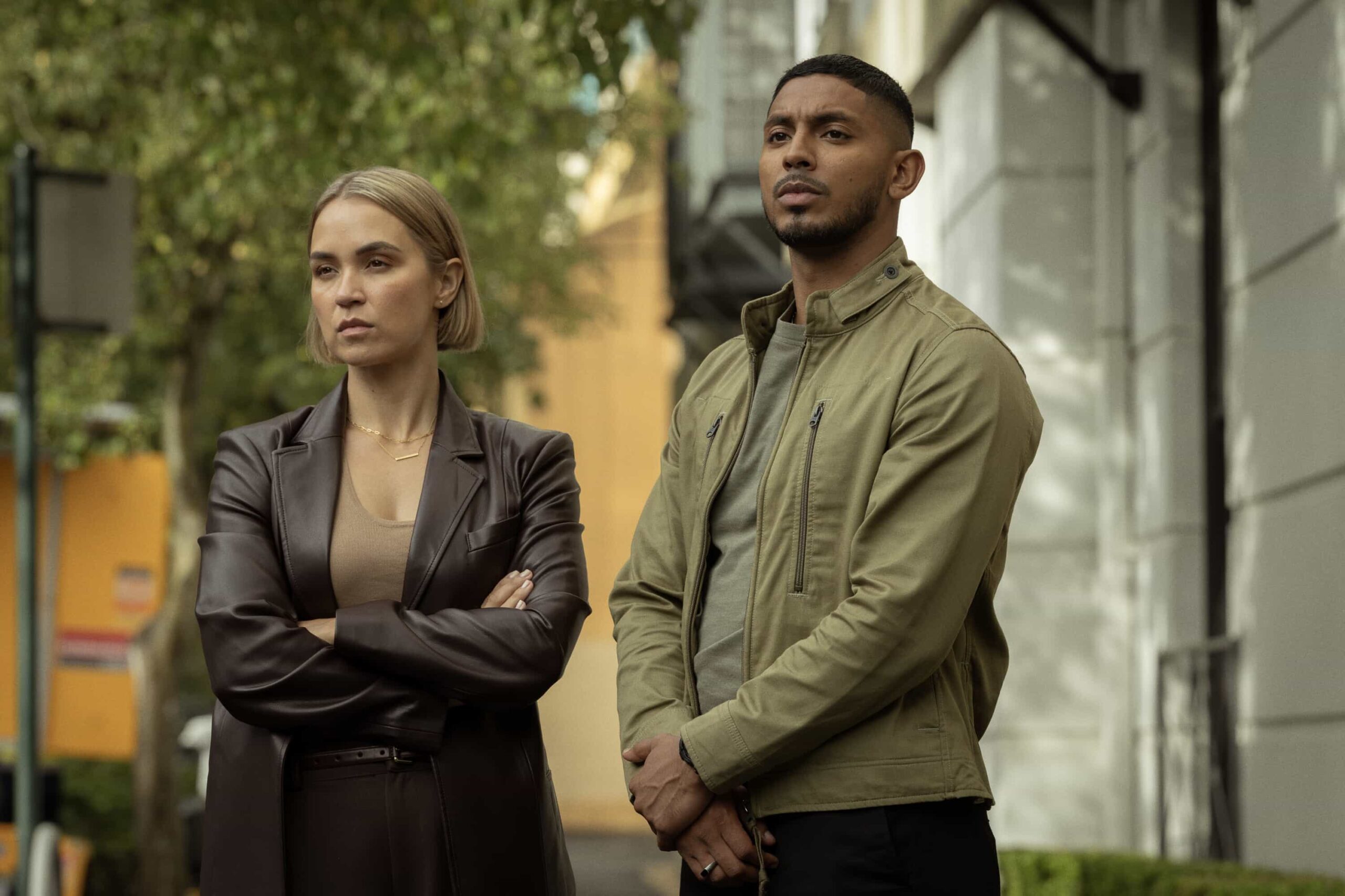 NCIS: Sydney Season 3 Episode 5 “Black Is White” – When a U.S. Navy attaché is found dead with a USB lodged in his throat, the team tracks a killer believed to have ties to an international chess tournament in Sydney, on NCIS: SYDNEY, Tuesday, Nov. 11 (10:00-11:00 PM, ET/PT) on the CBS Television Network, and streaming on Paramount+ (live and on demand for Paramount+ Premium plan subscribers, or on demand for Paramount+ Essential subscribers the day after the episode airs)*. Tuuli Narkle as AFP Liaison Officer Constable Evie Cooper and Sean Sagar as NCIS Special Agent DeShawn Jackson in NCIS: Sydney episode 5, season 3 streaming on Paramount+, 2025. Photo Credit:  Daniel Asher Smith/Paramount+   © TM & © 2025 CBS Studios Inc. NCIS: Sydney and related marks and logos  are trademarks of CBS Studios Inc. All Rights Reserved.